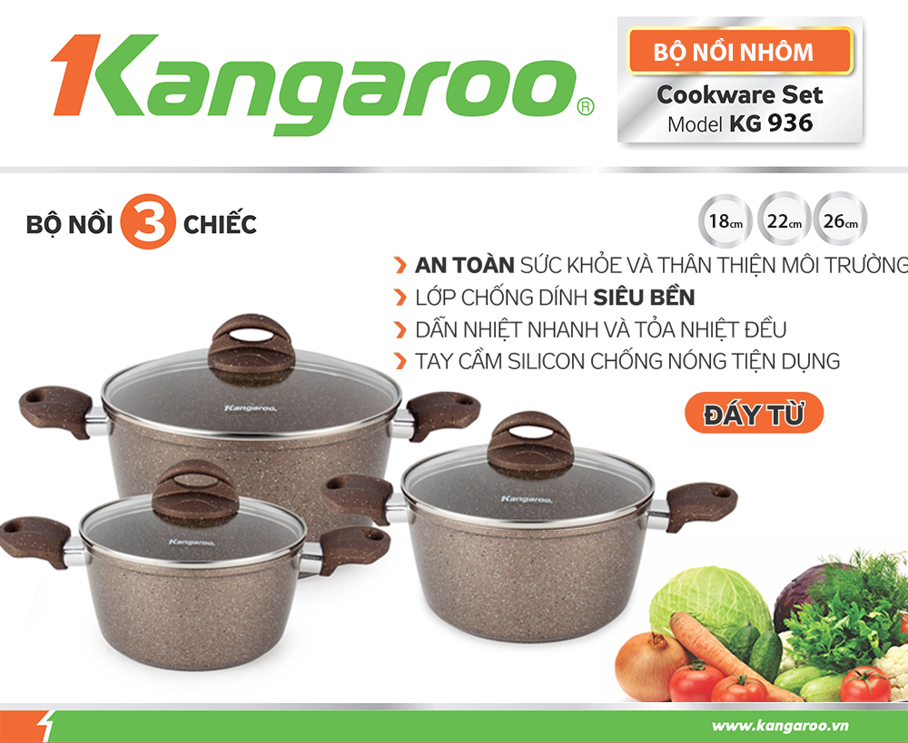 Bộ Nồi nhôm đáy từ KG936