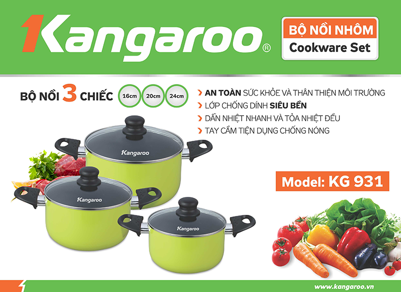 Bộ nồi nhôm Kangaroo KG931