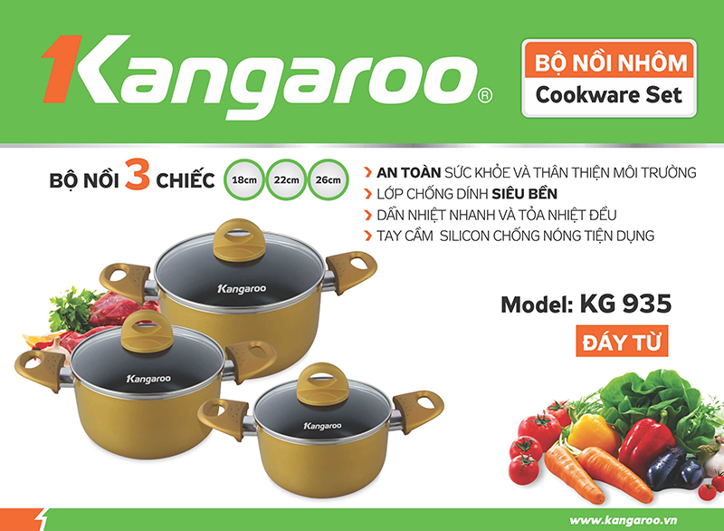 Bộ nồi nhôm Kangaroo KG935