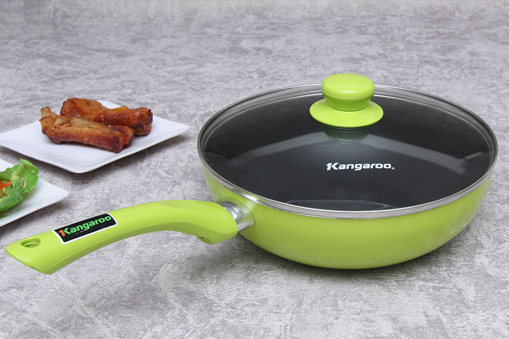 Chảo chống dính sâu lòng vung kính Kangaroo KG919