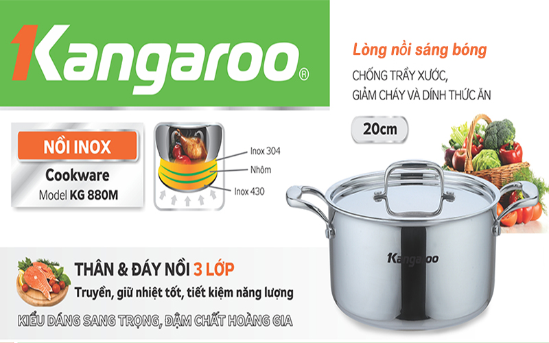 Nồi canh Inox Kangaroo KG880M