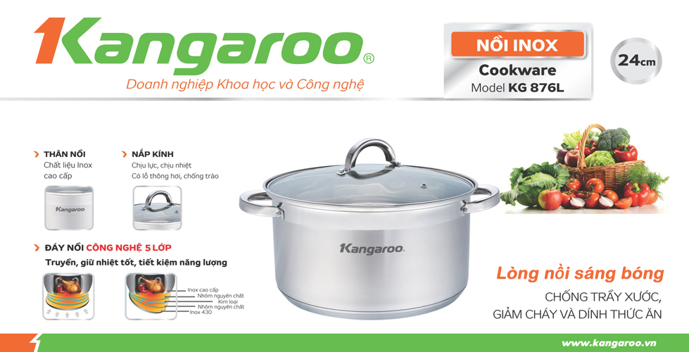 Nồi inox cao cấp 5 lớp KG876L