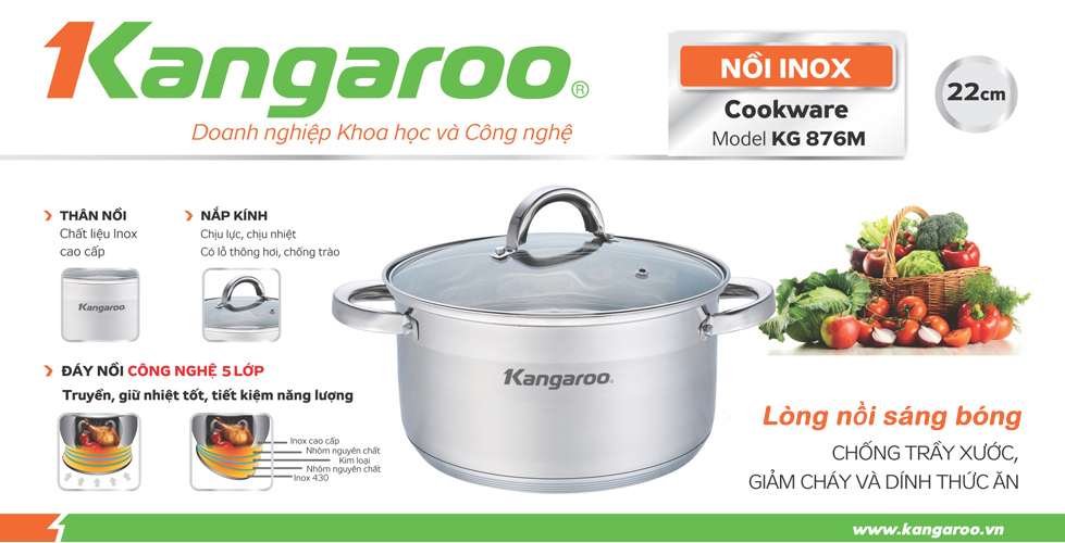 Nồi inox cao cấp 5 lớp KG876M