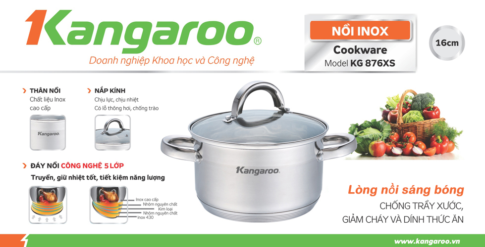 Nồi inox cao cấp 5 lớp KG876XS