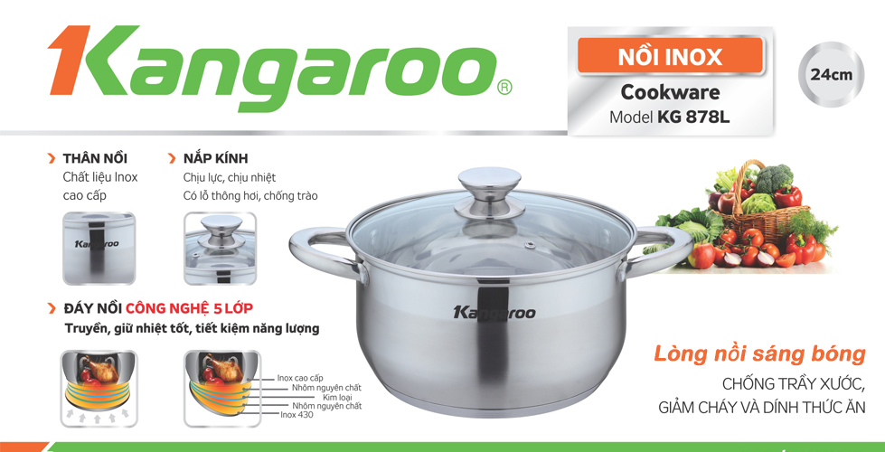 Nồi inox cao cấp 5 lớp KG878L