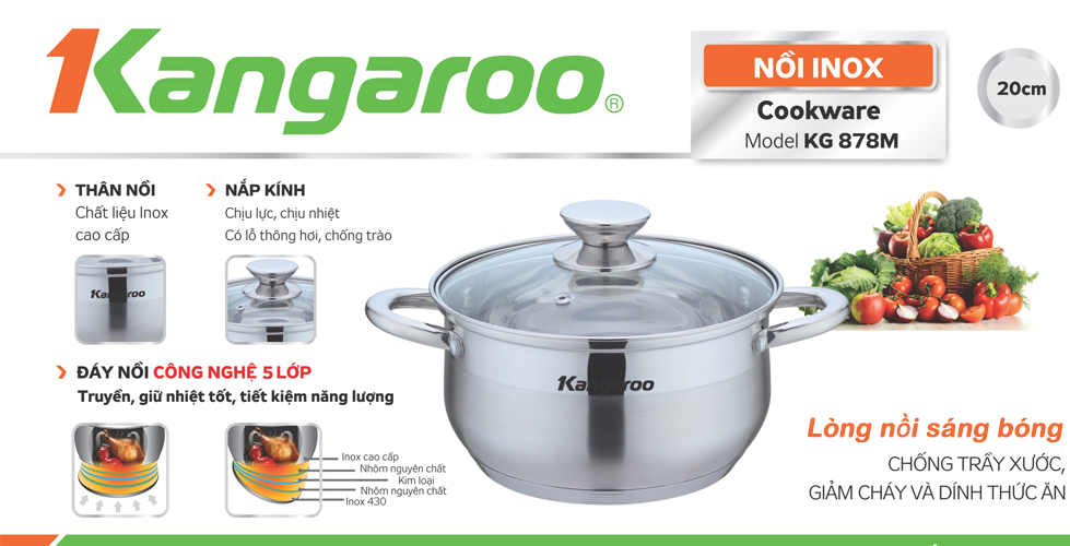 Nồi inox cao cấp 5 lớp KG878M