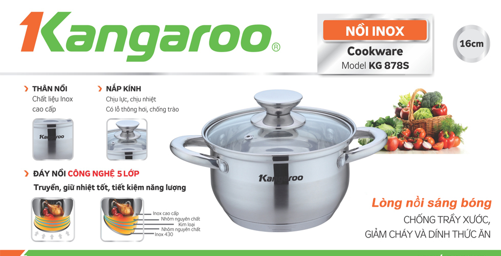 Nồi inox cao cấp 5 lớp KG878S