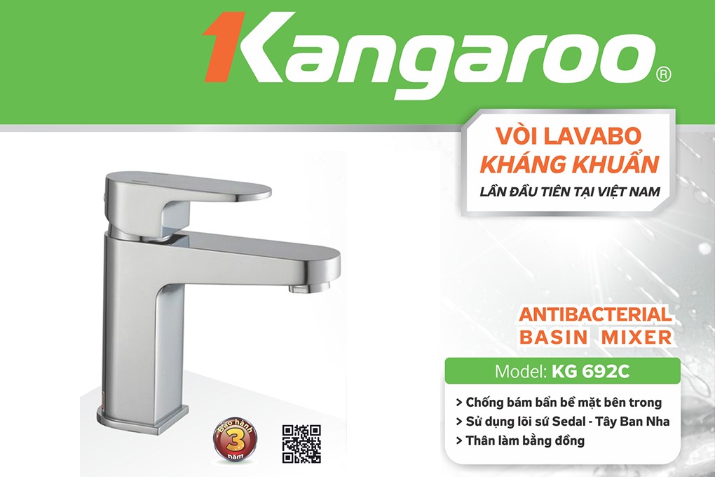 Vòi Lavabo kháng khuẩn Kangaroo KG692C